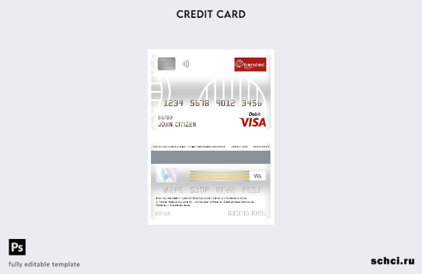 цифровая загрузка шаблона дебетовой карты Visa Cuba Bandec Banco de Credito y Co